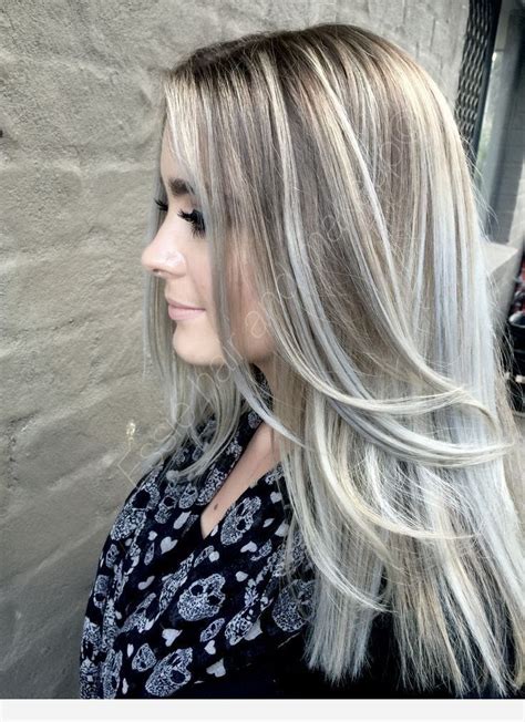 silver blonde balayage|blonde hair with silver streaks.